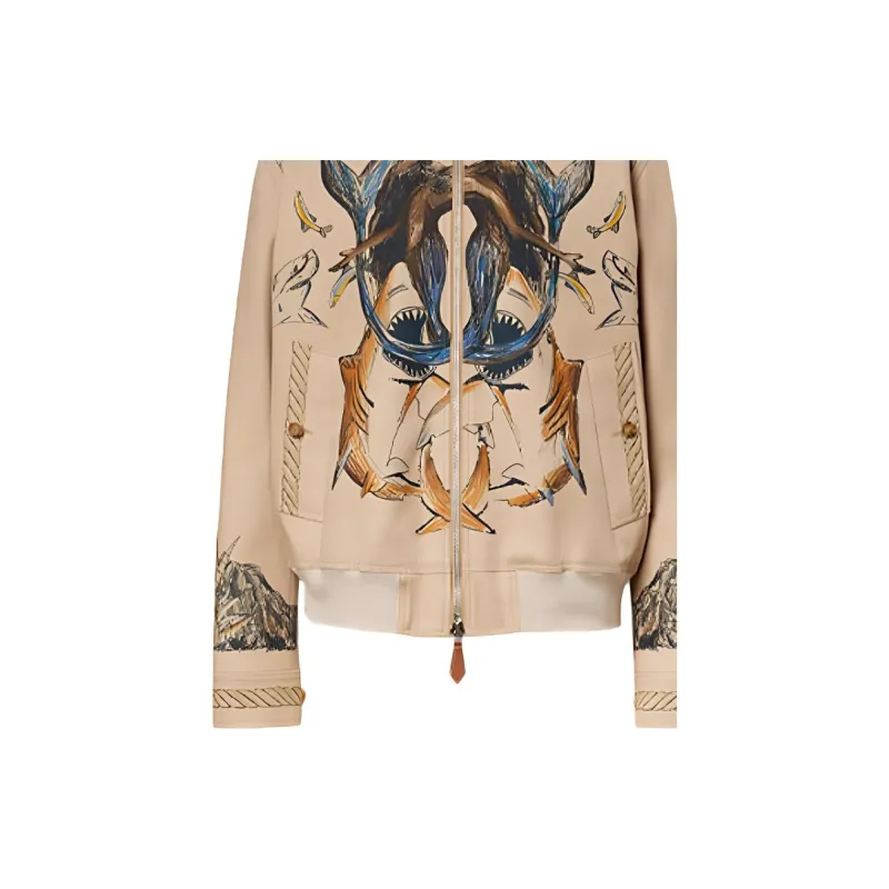 Burberry Marine Sketch Print Harrington Jacket-5