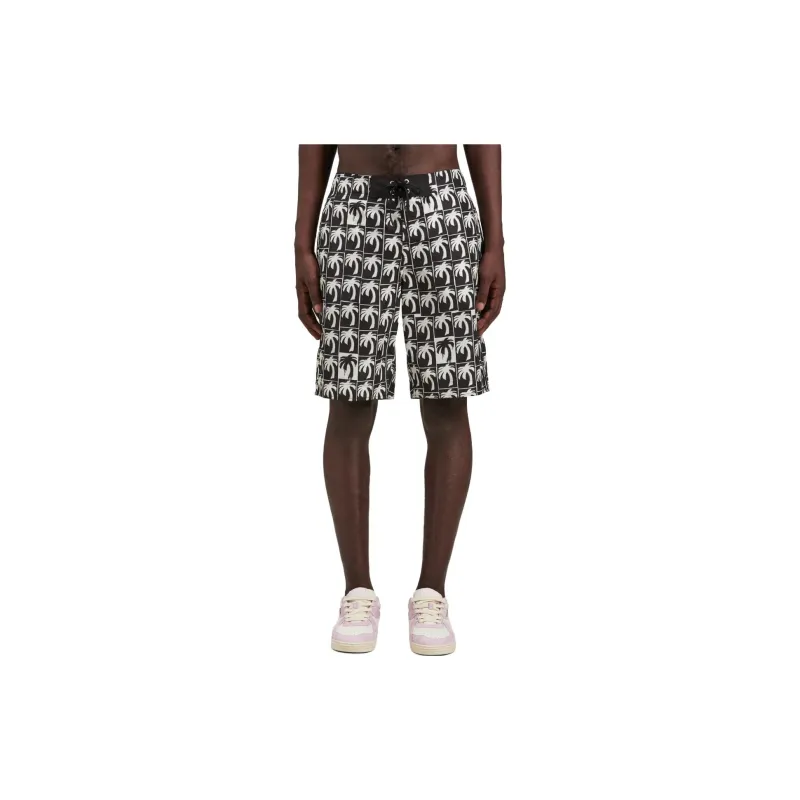 PALM ANGELS Logo Printed Drawstring Swim Shorts-1