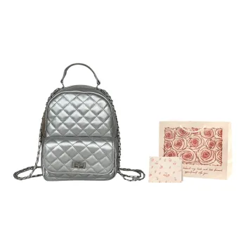 Rainbow Girl PU Backpack Women's Silver/Black/White/Pink