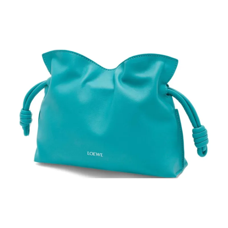LOEWE Flamenco Napa Calf Leather One Shoulder Crossbody Clutches Women's Deep Turquoise-1