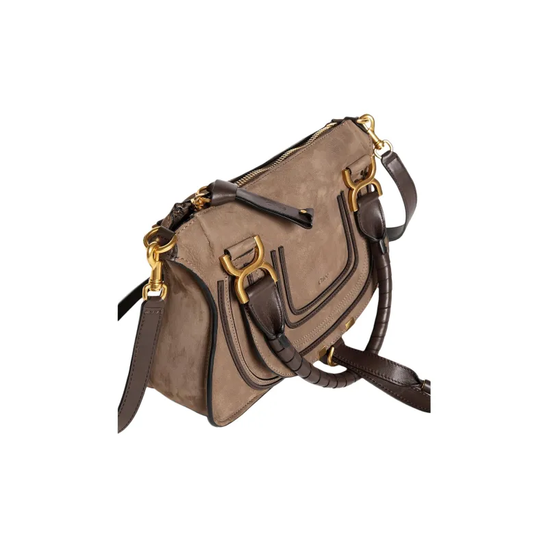 Chloe Marcie Calfskin Shoulder Bag Crossbody Bag Handbag Women's Dark Brown-3