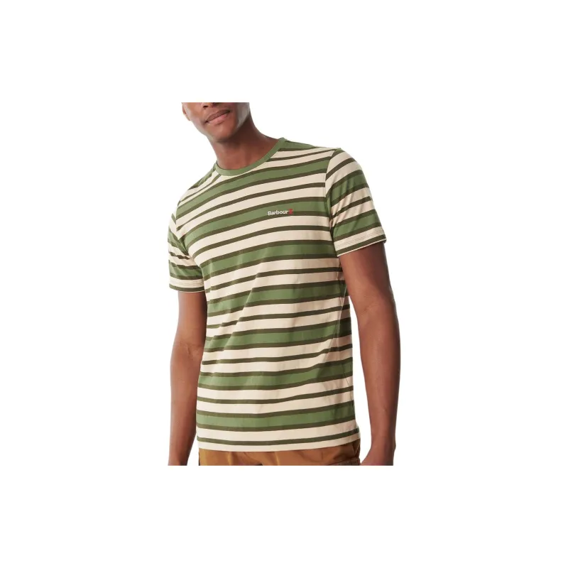 BARBOUR FW23 Barbour Crundale Stripe T-Shirt T-Shirt Men's Olive Green-3