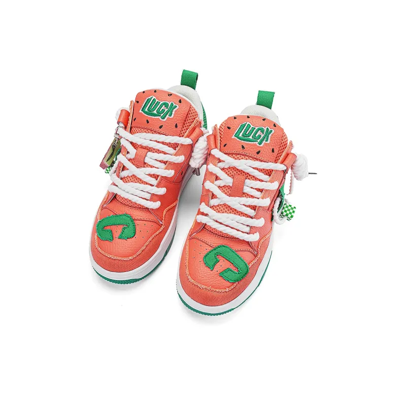 LUCX Anti-Slip And Wear-Resistant Breathable Low-Top Skateboard Shoes Unisex Watermelon Red-2