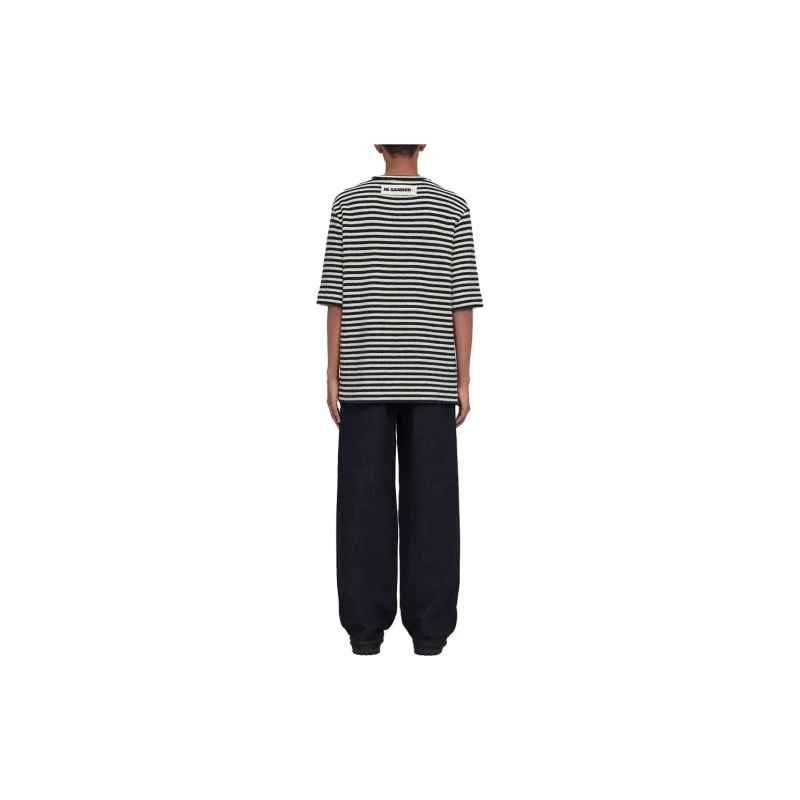 JIL SANDER + Striped Crewneck T Shirt-3
