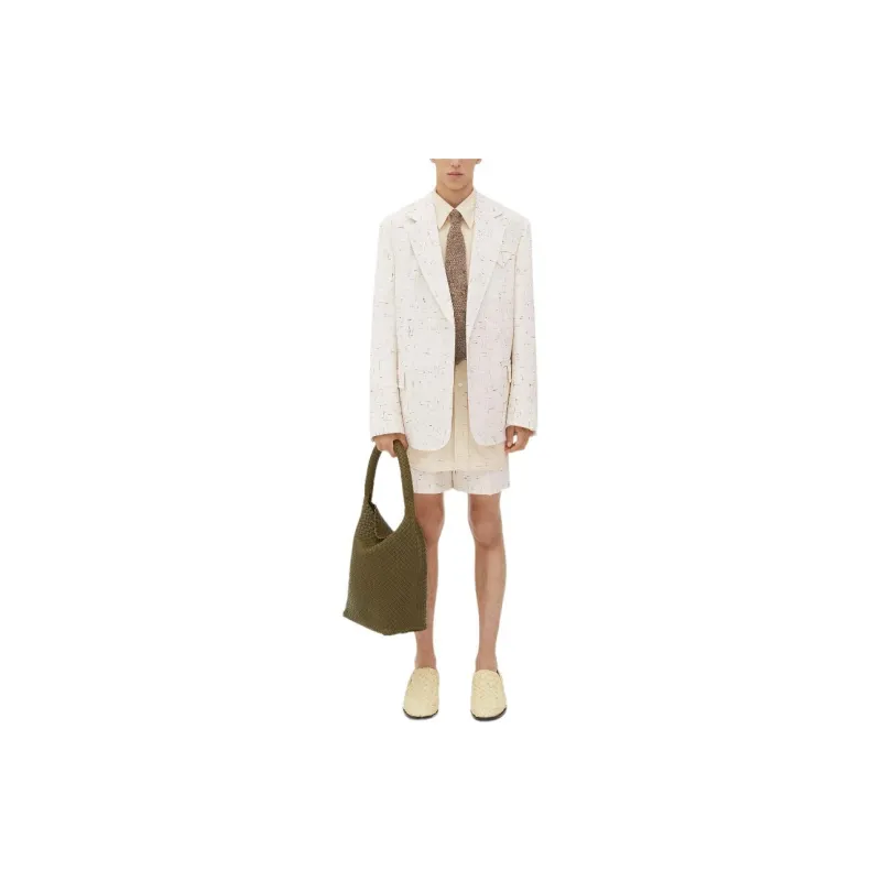 Bottega Veneta Textured Criss Cross Viscose Silk Shorts Casual Shorts Men's White-3