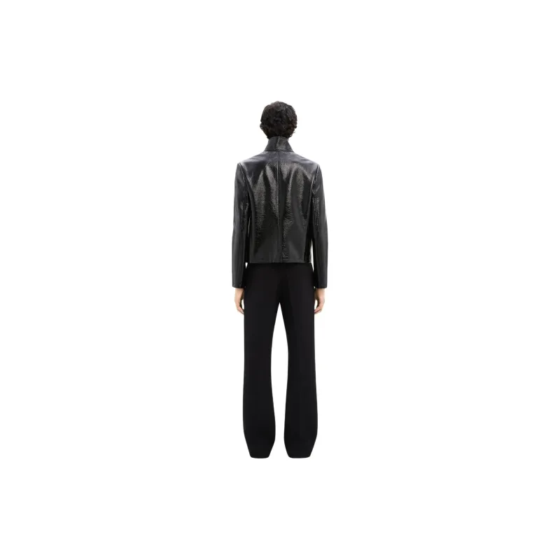 COURREGES Logo Embossed Patent Biker Jacket-2