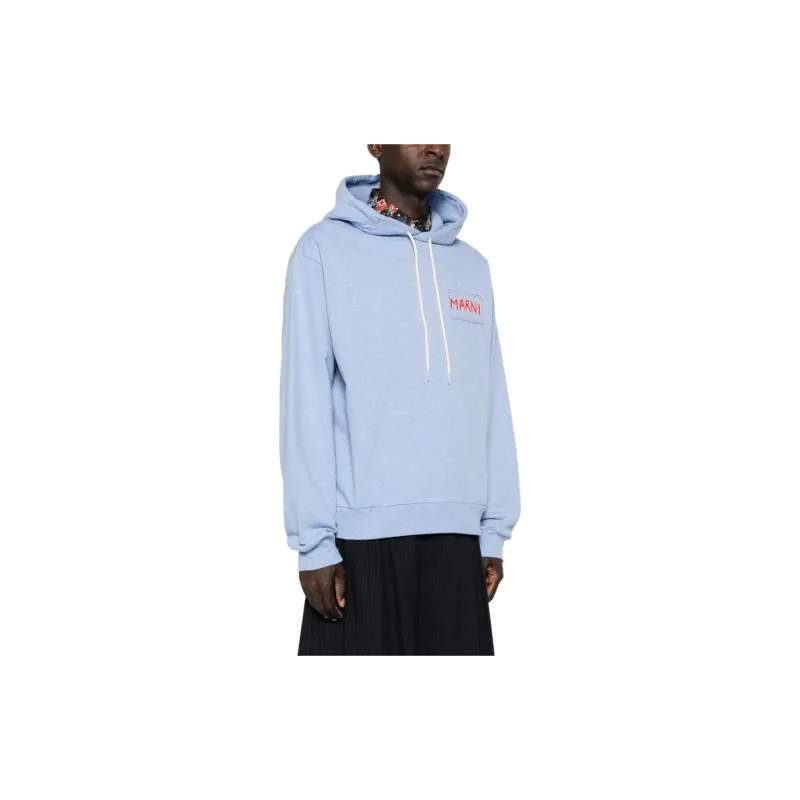 MARNI Logo Printed Drawstring Hoodie-3