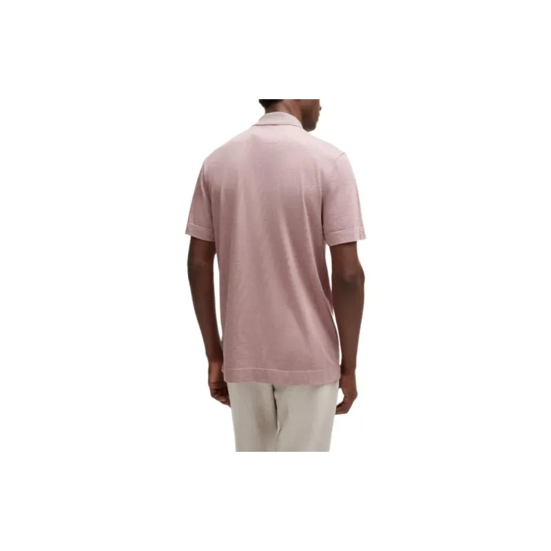 HUGO BOSS In Cotton And Silk With Corduroy Effect Polo Shirt Men's Pink-2
