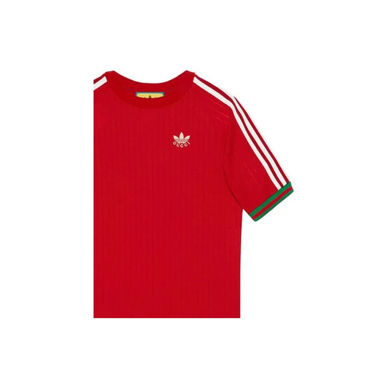 GUCCI X Adidas Jersey T-shirt Red-5