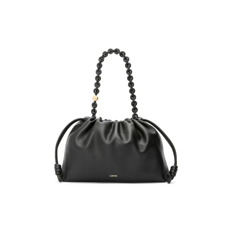 LOEWE Flamenco Soft Nappa Sheep Leather Clutch Large Size Women's Black-1