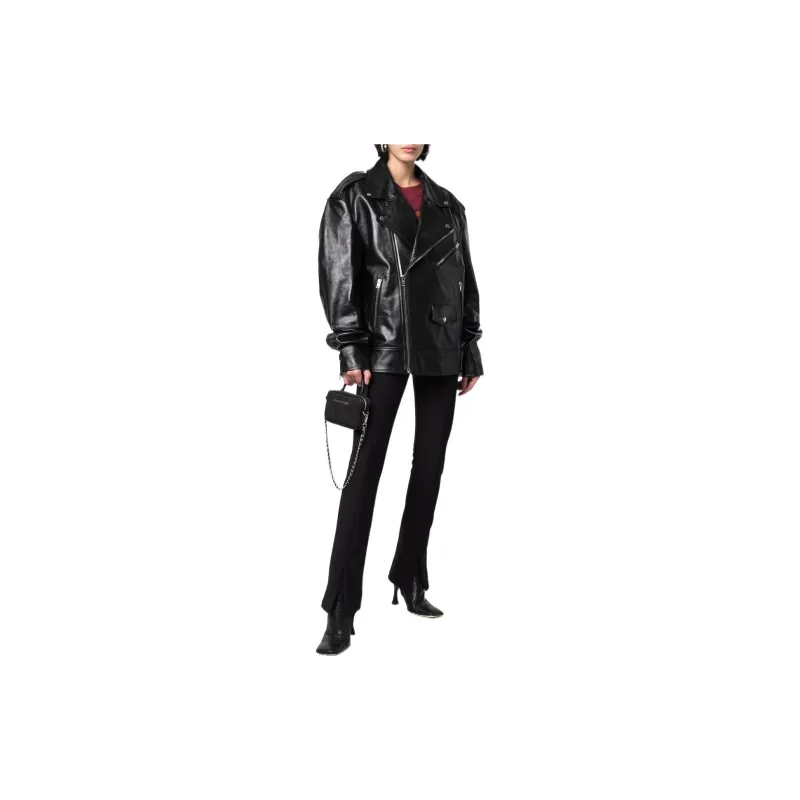 Vetements ZIp Up Long Sleeved Leather Jacket-1