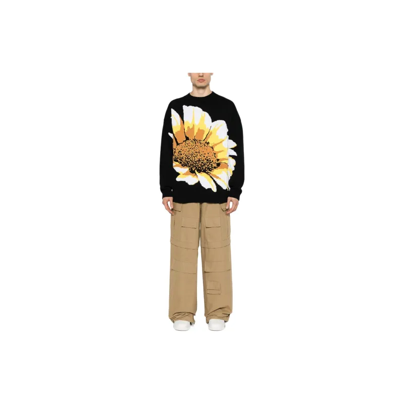 MSGM Floral Intarsia-knit Jumper-1
