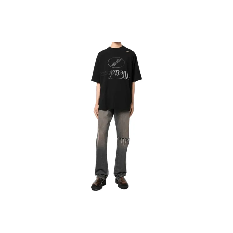 WE11DONE Logo Printed Round Neck T Shirt-2