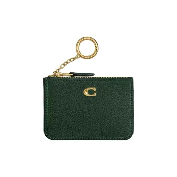 COACH Mini Id Skinny Leather Card Holder Mini Women's Hunter Green
