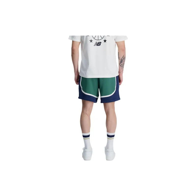 New Balance Hoops Fleece Team Casual Shorts Men's Green-4