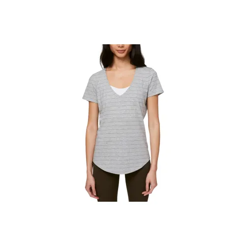 Lululemon Love T-Shirts Women's Stripes Gray Green