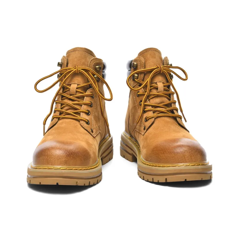 LONSDALE Height Increasing Abrasion Resistant Slip Resistant Mid Top Pigskin, Casual Versatile Martin Boots Unisex-1