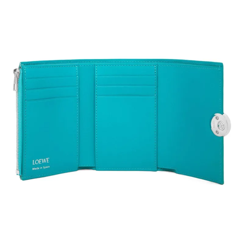 LOEWE Bright Nappa Calfskin Wallet Trumpets Women's Deep Turquoise-3