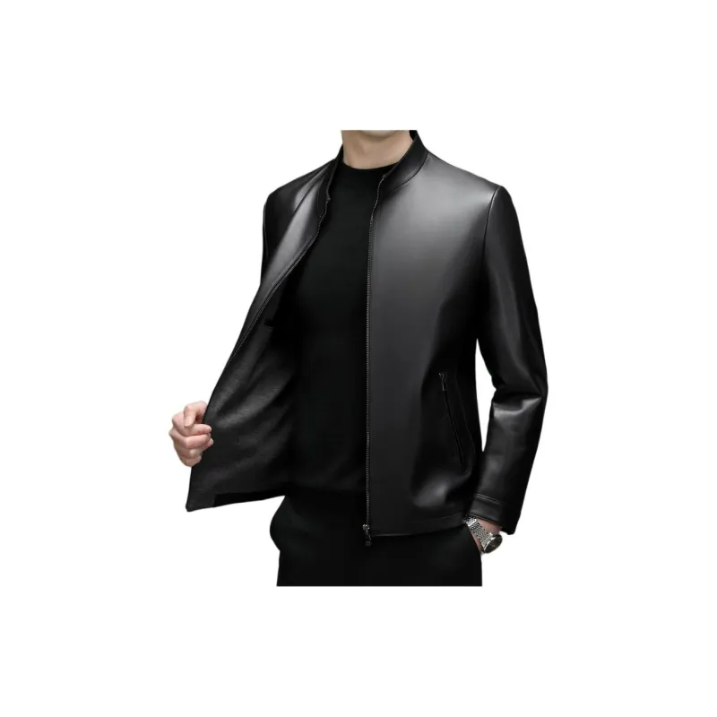PIERRE CARDIN Leather Jacket Men's Black-1