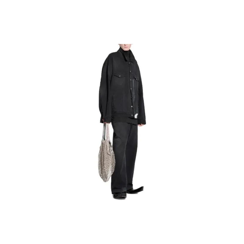 Balenciaga Collared Button Up Denim Jacket-2