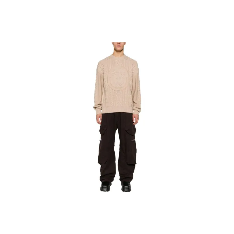 VERSACE Medusa Cable-Knitted Crewneck Jumper-1