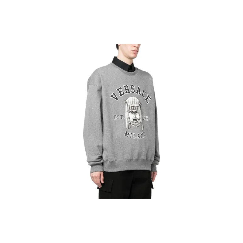 VERSACE Logo Printed Crewneck Sweatshirt-3