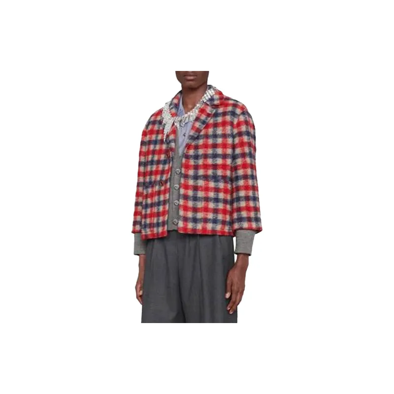 GUCCI Business Suits Coats Men's Tri-Color Plaid-3