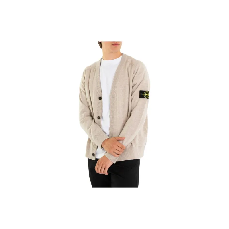 STONE ISLAND Compass Patch V-Neck Knitted Cardigan-6