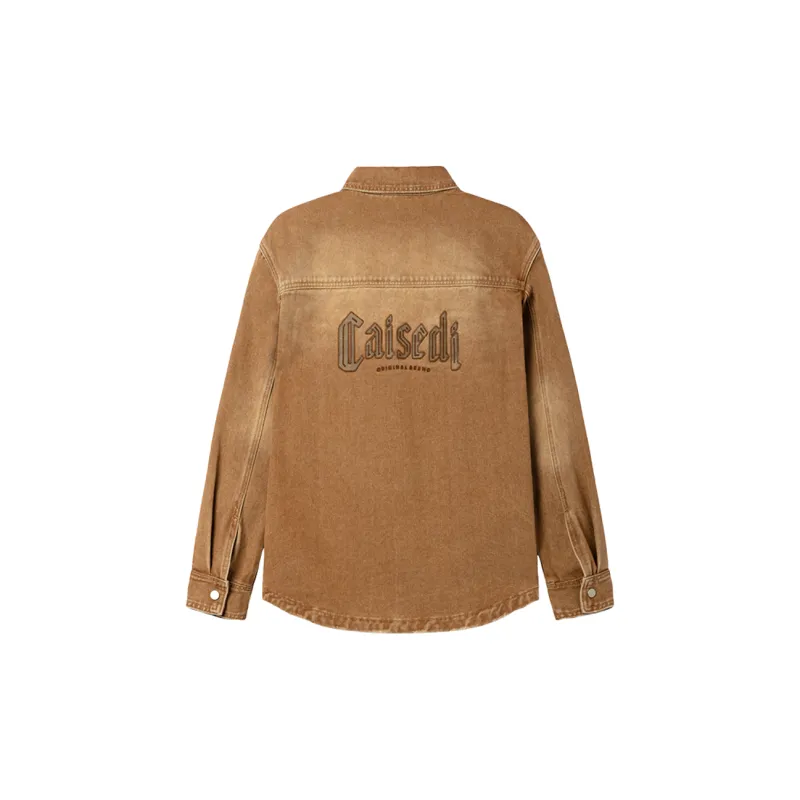 CAISEDI Denim Jacket Men's Brown-1