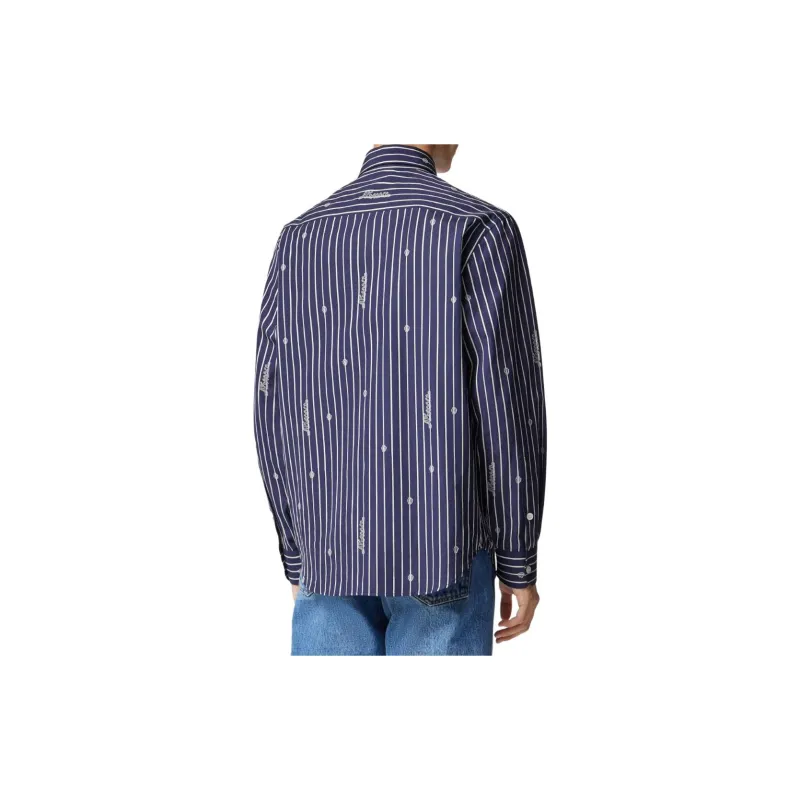 VERSACE Logo-Embroidered Button-Up Striped Shirt-2