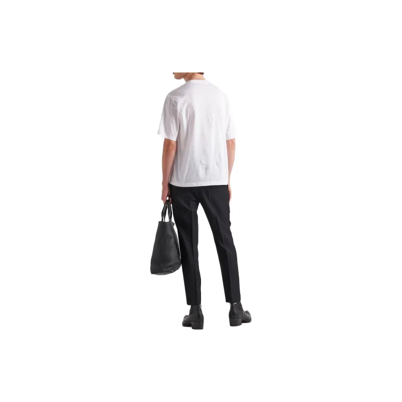 PRADA Logo embroidered T shirt-3