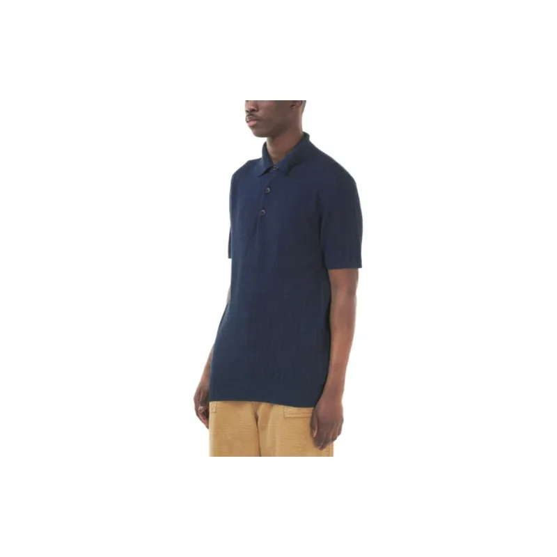 Barena Ribbed Knitted Short Sleeved Polo Shirt-3