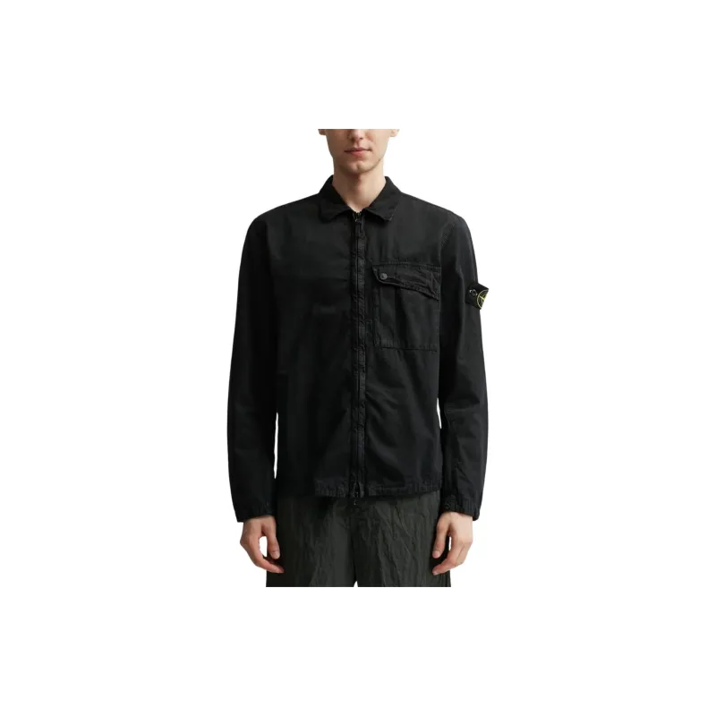 STONE ISLAND Long Sleeved Zip Up Shirt-2
