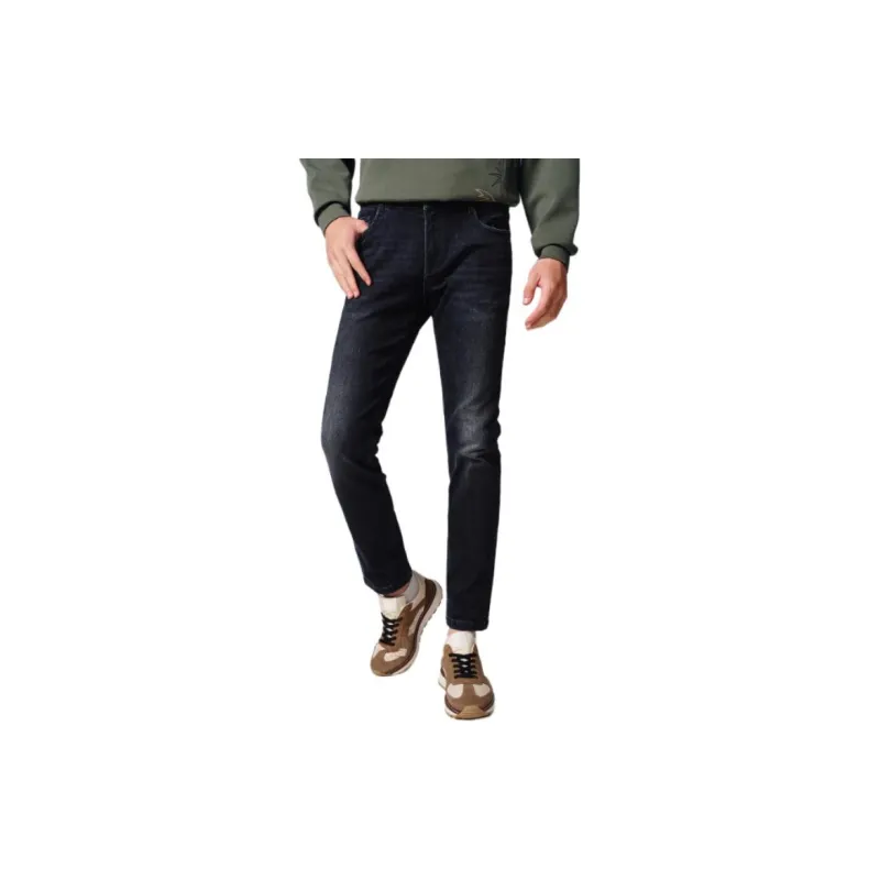 GOLDLION Spring Fall Jeans Slim Fit Men's Multi Specification Navy Blue-1