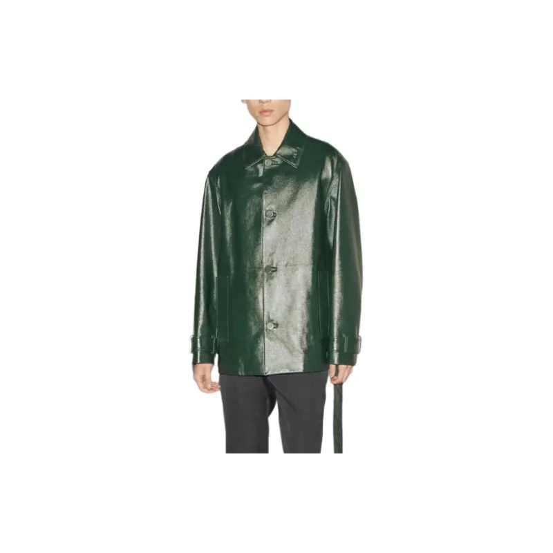 GUCCI Shiny Leather Trench Coat-2