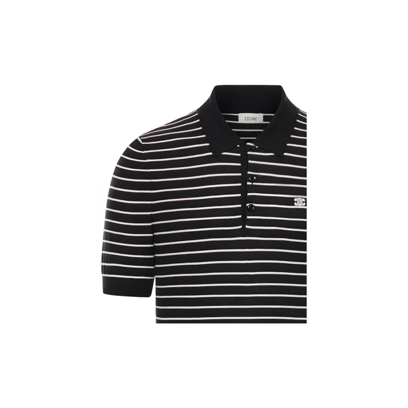 CELINE Triomphe Striped Fine Polo-3