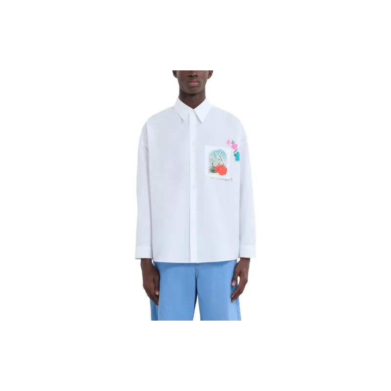 MARNI Poplin Shirt With Flower Patches-2