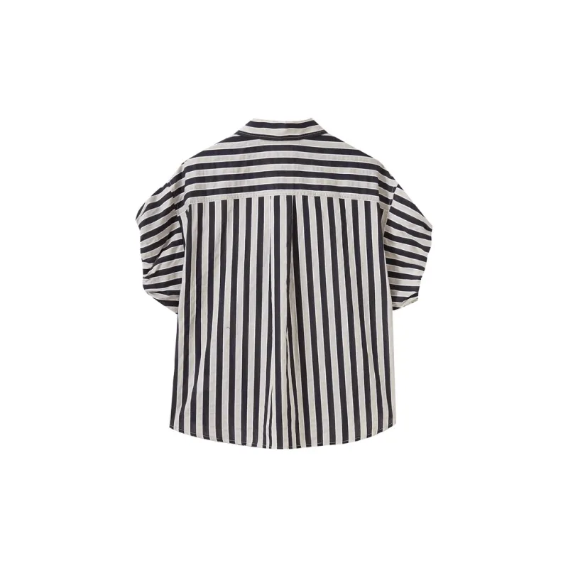 SHUIYUNJIAN Shirt Women's Navy Blue Stripes-1