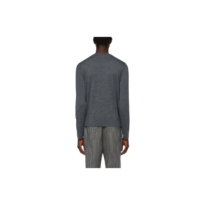 Ferragamo V neck Charcoal Wool Sweater-3