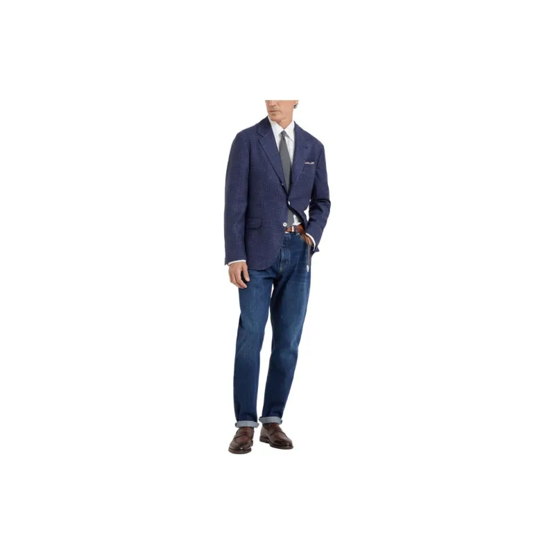 Brunello Cucinelli Single Breasted Checked Blazer-1
