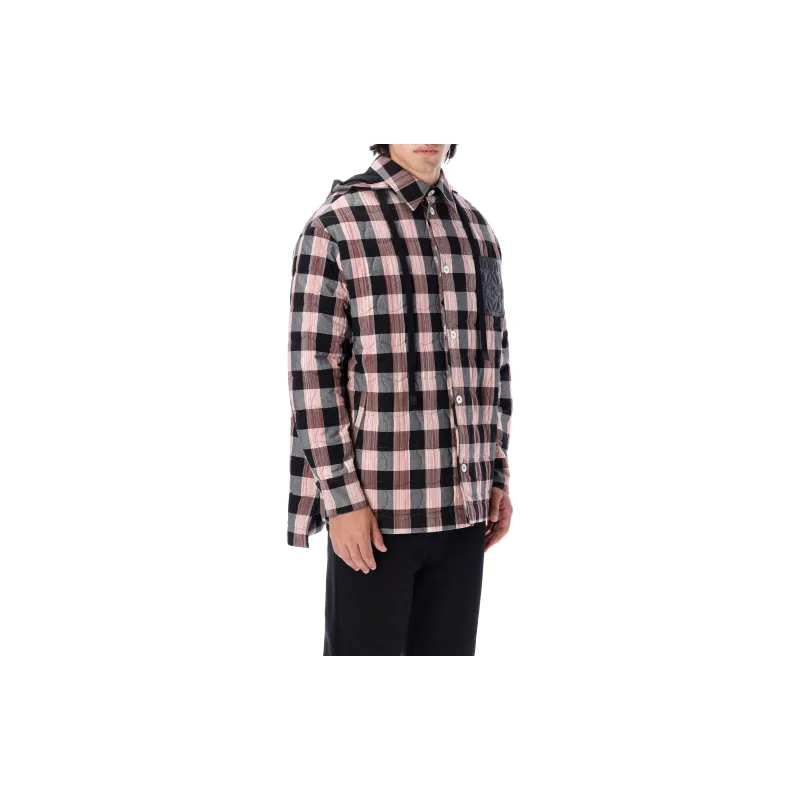 LOEWE Quilted Check Hooded Shirt-3