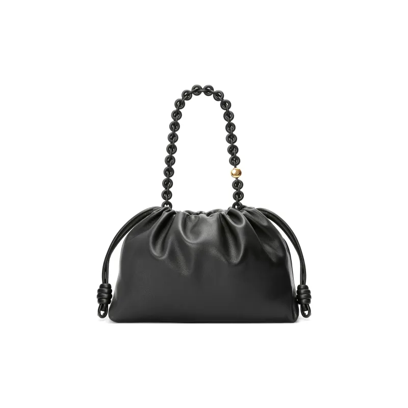 LOEWE Flamenco Soft Nappa Sheep Leather Clutch Large Size Women's Black-6