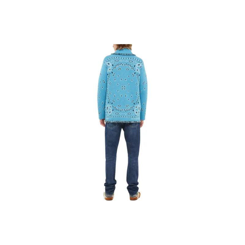 Alanui Bandana Jacquard Fringed Buttoned Cardigan-3