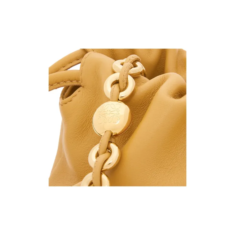 LOEWE Flamenco Soft Nappa Sheep Leather Clutch Large Size Women's Durian Yellow-9