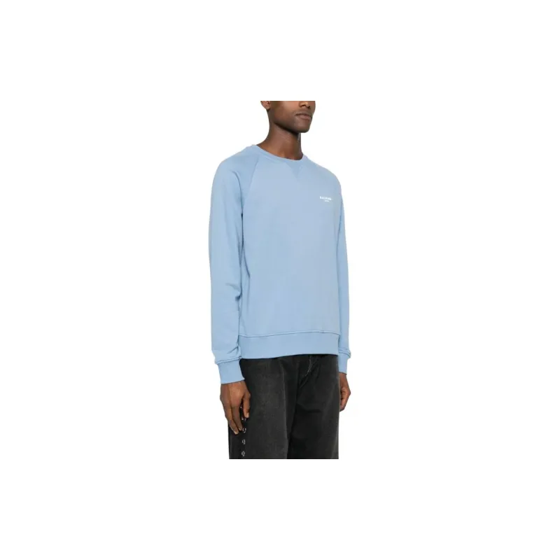 BALMAIN Logo-Flocked Crewneck Sweatshirt-1