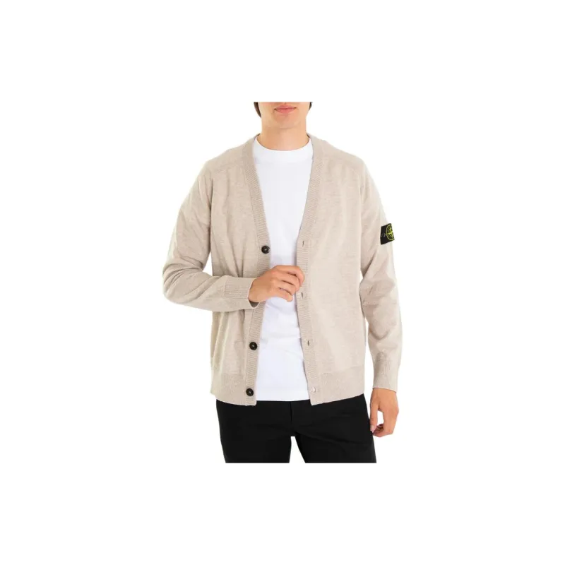 STONE ISLAND Compass Patch V-Neck Knitted Cardigan-4