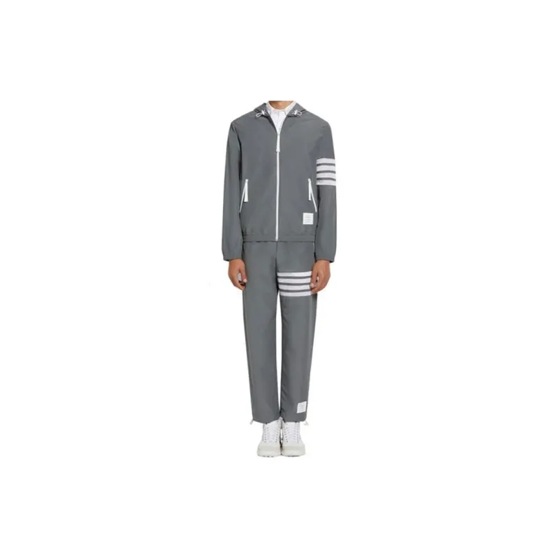 THOM BROWNE Ripstop Mesh 4 Bar Hooded Zip Up Jacket-2