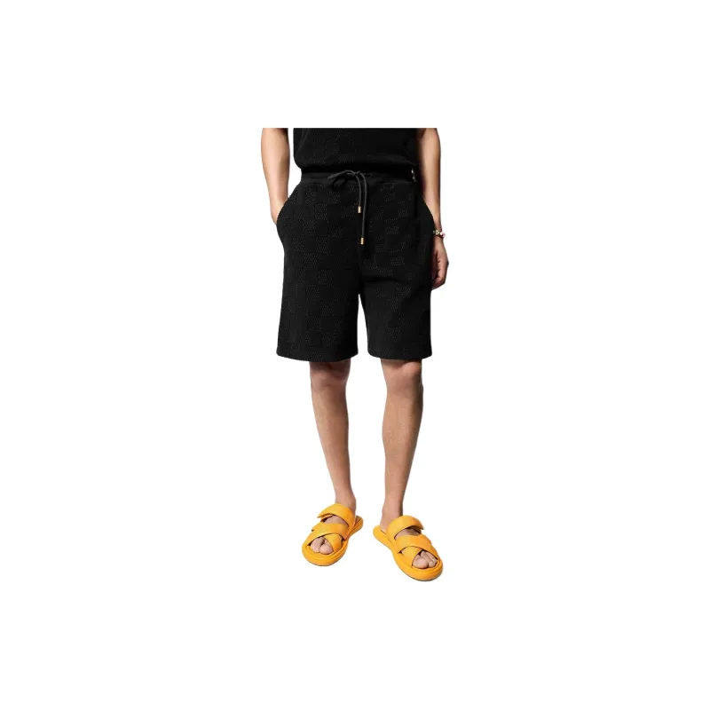 LOUIS VUITTON Damier French Terry Cotton Shorts-4