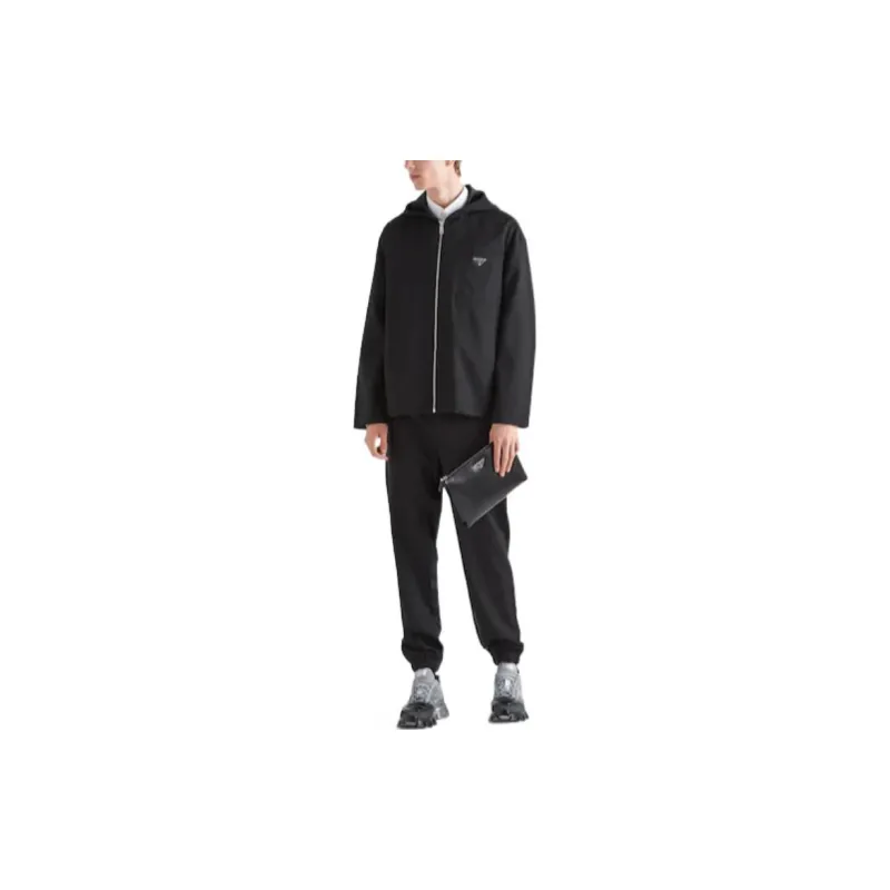 PRADA Logo Plaque Straight Leg Trousers-1