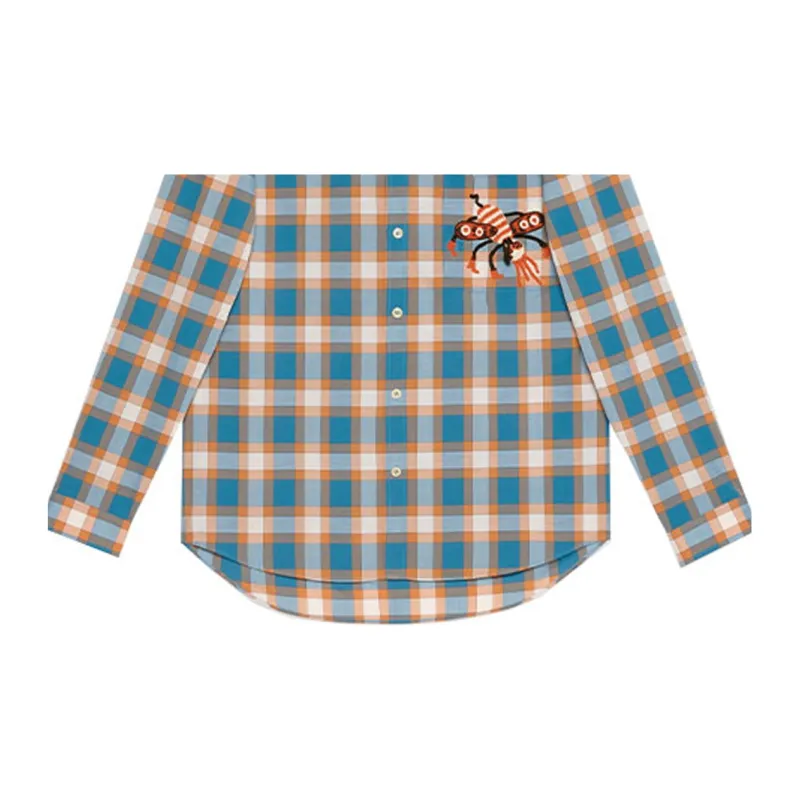 GUCCI Shirts Men Blue Orange-5